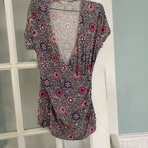 Boden Multicolor Floral V-Neck Blouse